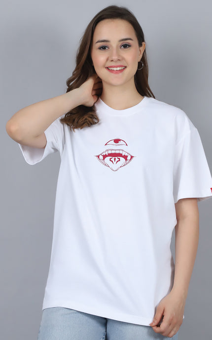 White Oversized T-Shirt with King of Curses Anime Design