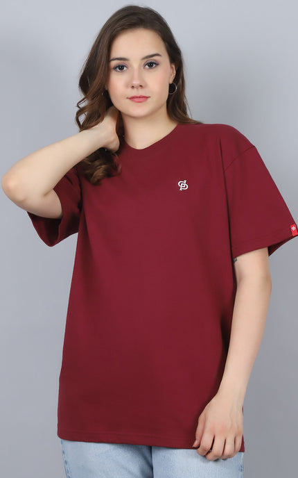 Burgundy Oversized T-Shirt with Plain Tee