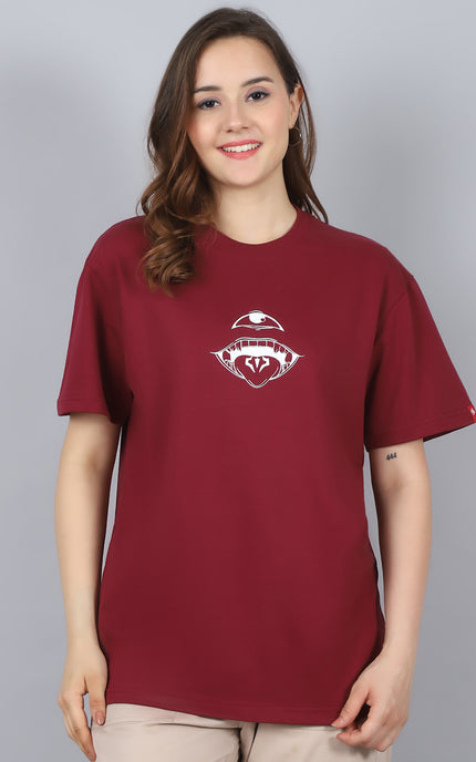 Burgundy Oversized T-Shirt with King of Curses Anime Design