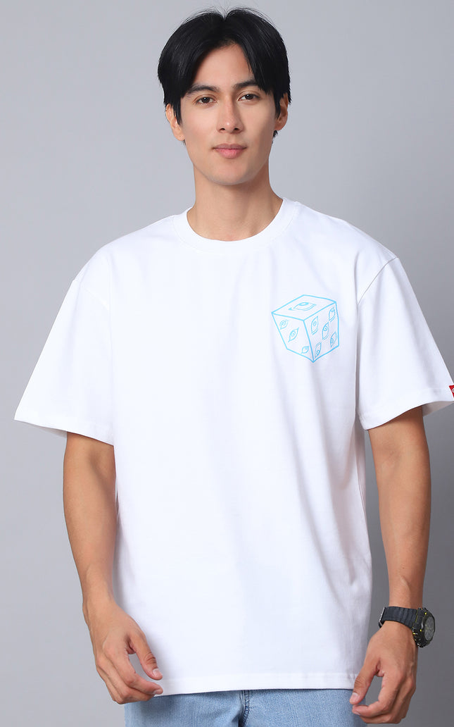 White Oversized T-Shirt with Gojo Saturo Design