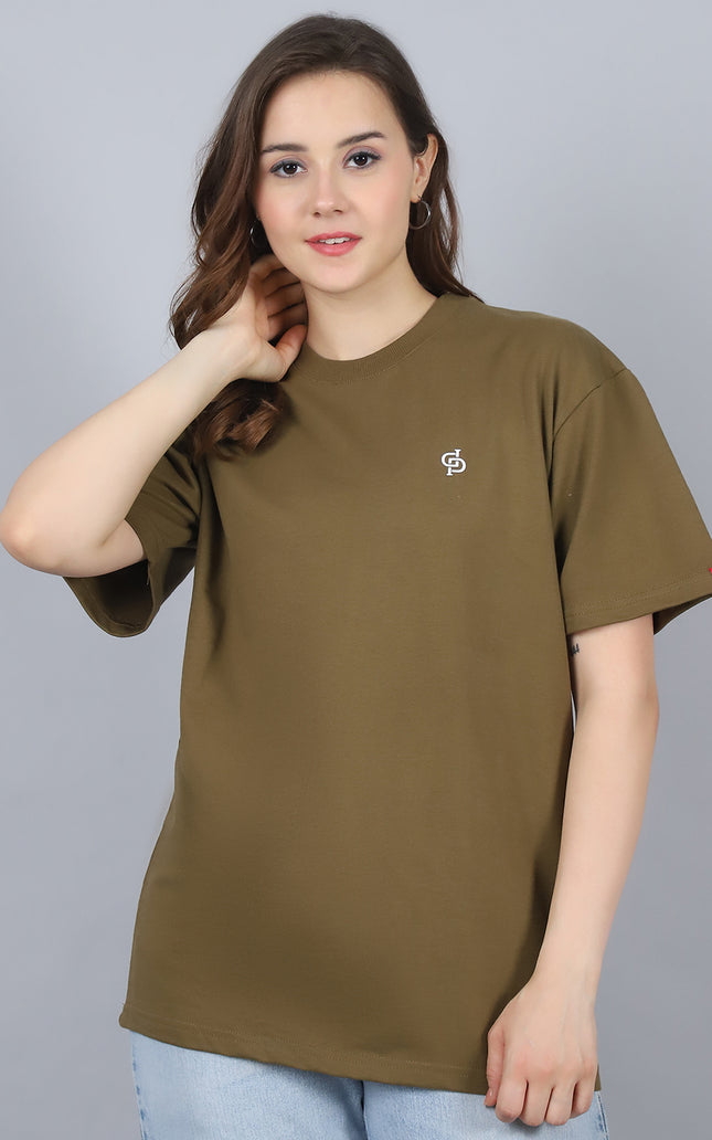 Olive Green Oversized T-Shirt with Plain Tee