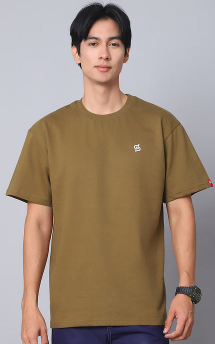 Olive Green Oversized T-Shirt with Plain Tee