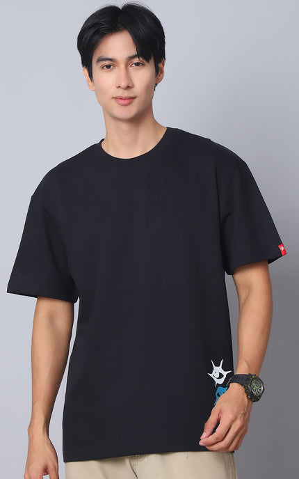 Black Oversized T-Shirt with Artistic Eye Design