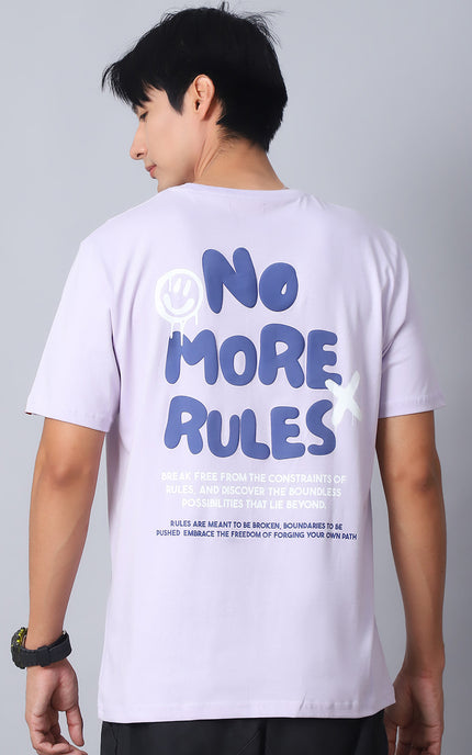 Lavender Round Neck T-Shirt with No More Rules Design