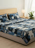Blue Geometric Premium Bedsheets - King Size Patchwork Fitted Sheet - Prisello