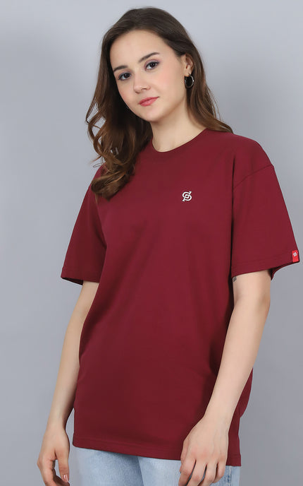 Burgundy Oversized T-Shirt with Plain Tee