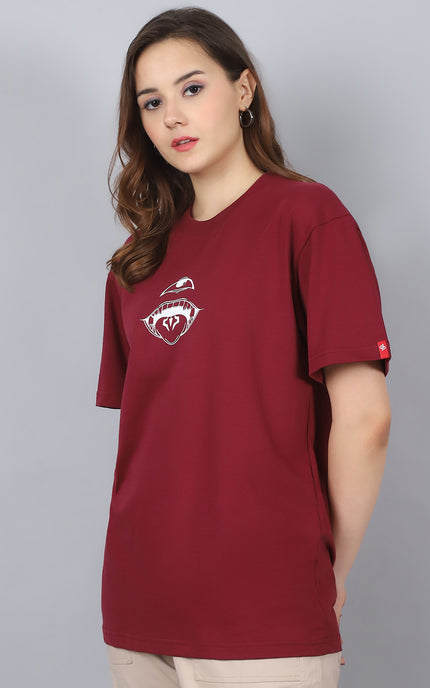 Burgundy Oversized T-Shirt with King of Curses Anime Design