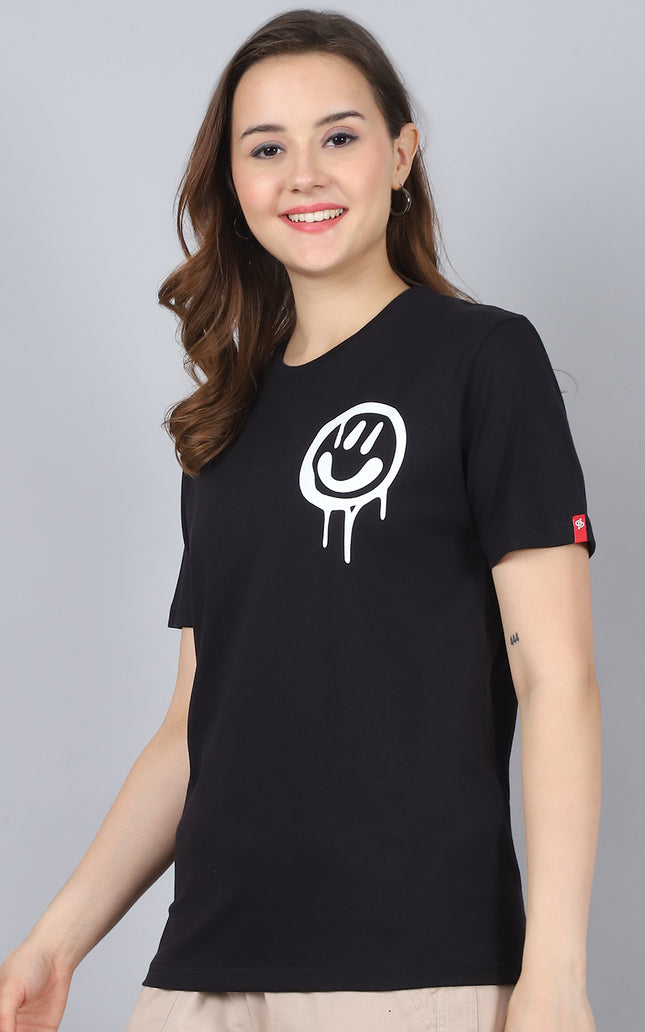 Black Round Neck T-Shirt with No More Rules Design