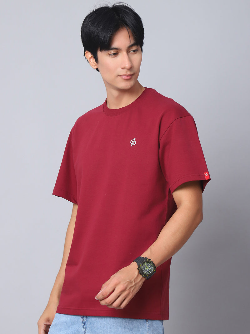 Burgundy Oversized T-Shirt with Plain Tee
