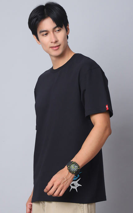 Black Oversized T-Shirt with Artistic Eye Design