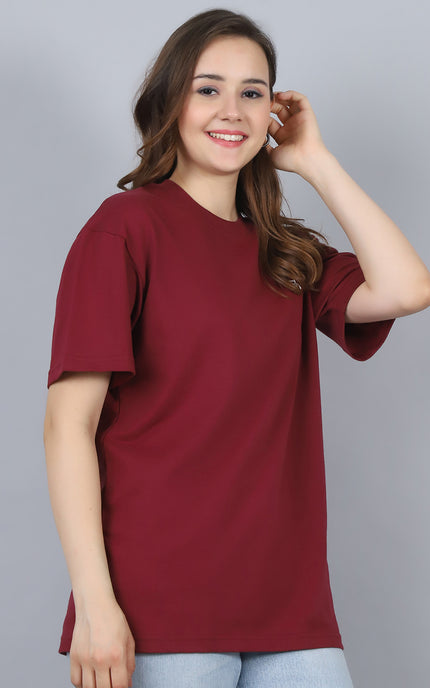 Burgundy Oversized T-Shirt with Plain Tee