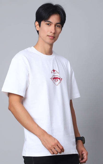 White Oversized T-Shirt with King of Curses Anime Design