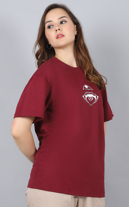 Burgundy Oversized T-Shirt with King of Curses Anime Design