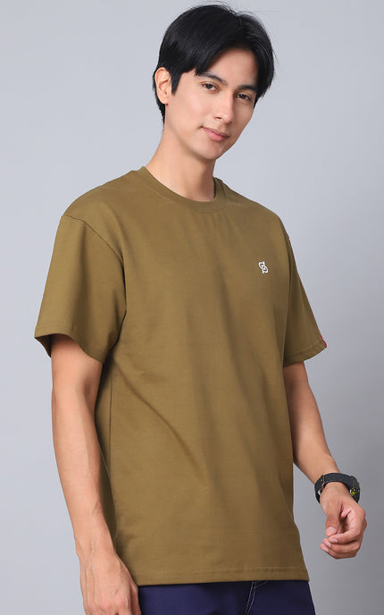 Olive Green Oversized T-Shirt with Plain Tee