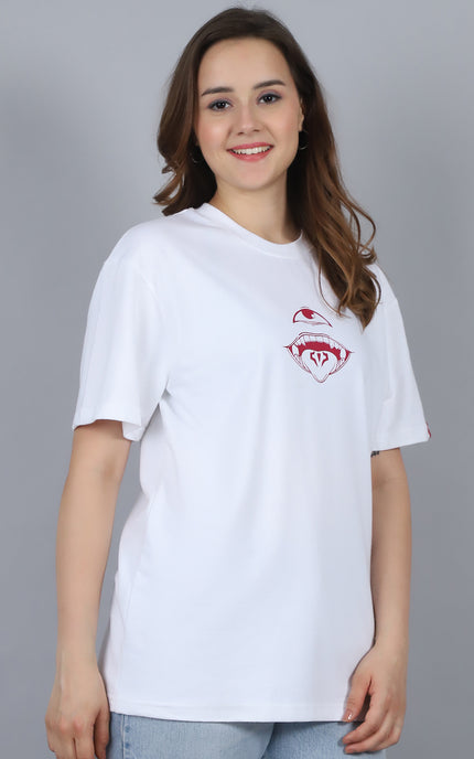 White Oversized T-Shirt with King of Curses Anime Design