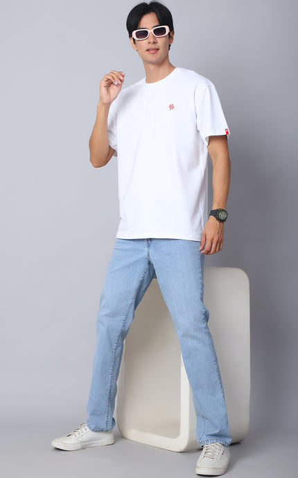 Prisello - White Oversized T-Shirt with Plain Tee