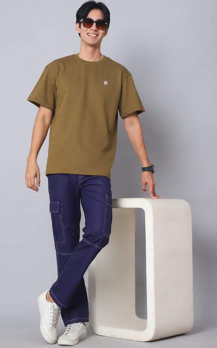 Olive Green Oversized T-Shirt with Plain Tee