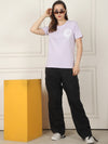 Lavender Round Neck T-Shirt with No More Rules Design