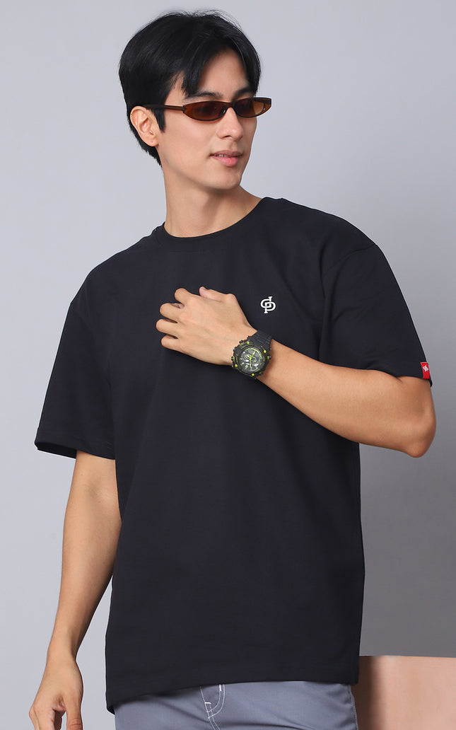 Black Oversized T-Shirt with Plain Tee