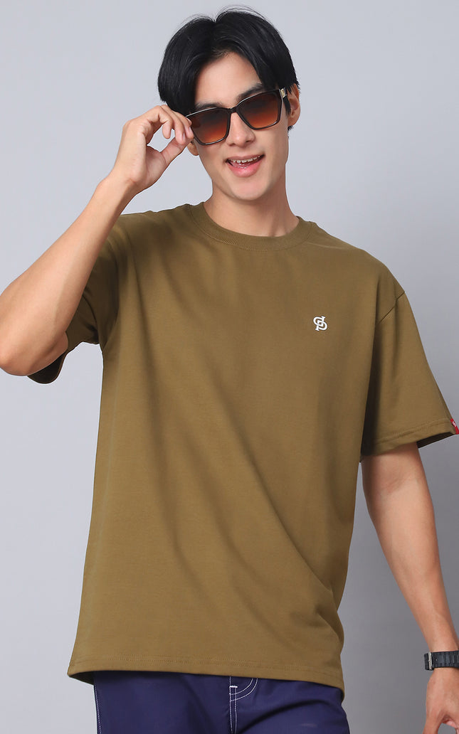 Olive Green Oversized T-Shirt with Plain Tee