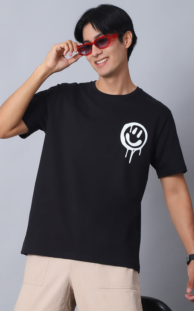 Black Round Neck T-Shirt with No More Rules Design