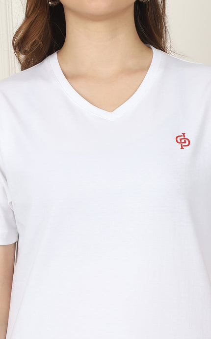 White V-Neck T-Shirt