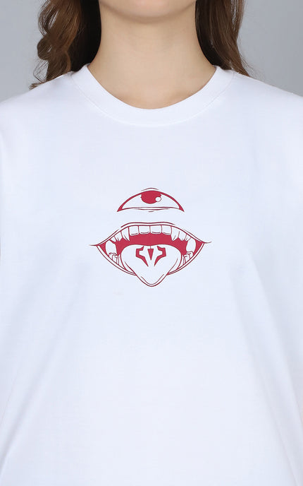 White Oversized T-Shirt with King of Curses Anime Design