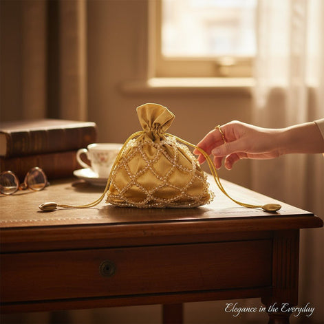 Golden Glow Crystal Potli Bag – Handcrafted Velvet Potli for Women - Prisello