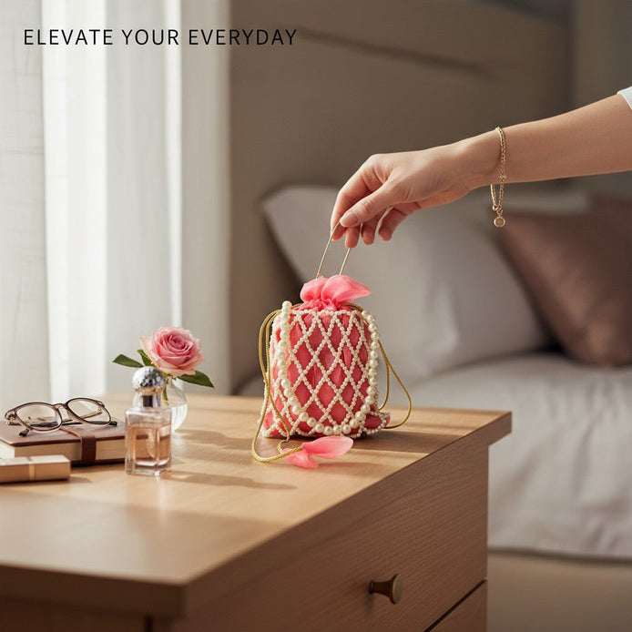 Pink Pearl Potli Bag for Women – Designer Handmade Handbag | Prisello - Prisello