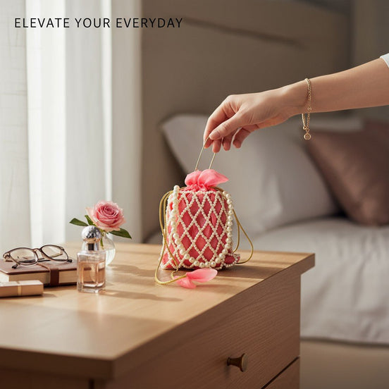 Pink Pearl Potli Bag for Women – Designer Handmade Handbag | Prisello - Prisello