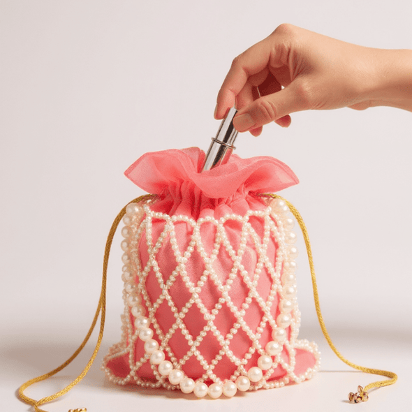 Pink Pearl Potli Bag for Women – Designer Handmade Handbag | Prisello - Prisello