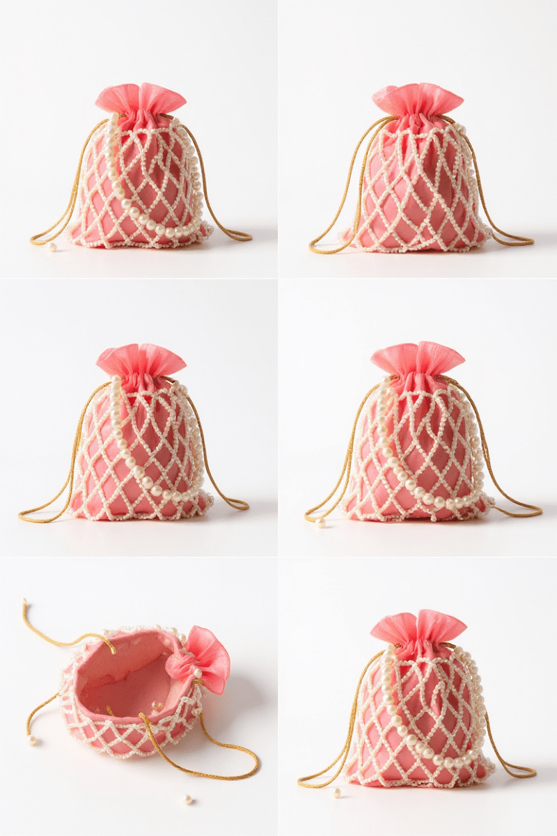 Pink Pearl Potli Bag for Women – Designer Handmade Handbag | Prisello - Prisello