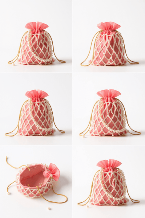 Pink Pearl Potli Bag for Women – Designer Handmade Handbag | Prisello - Prisello