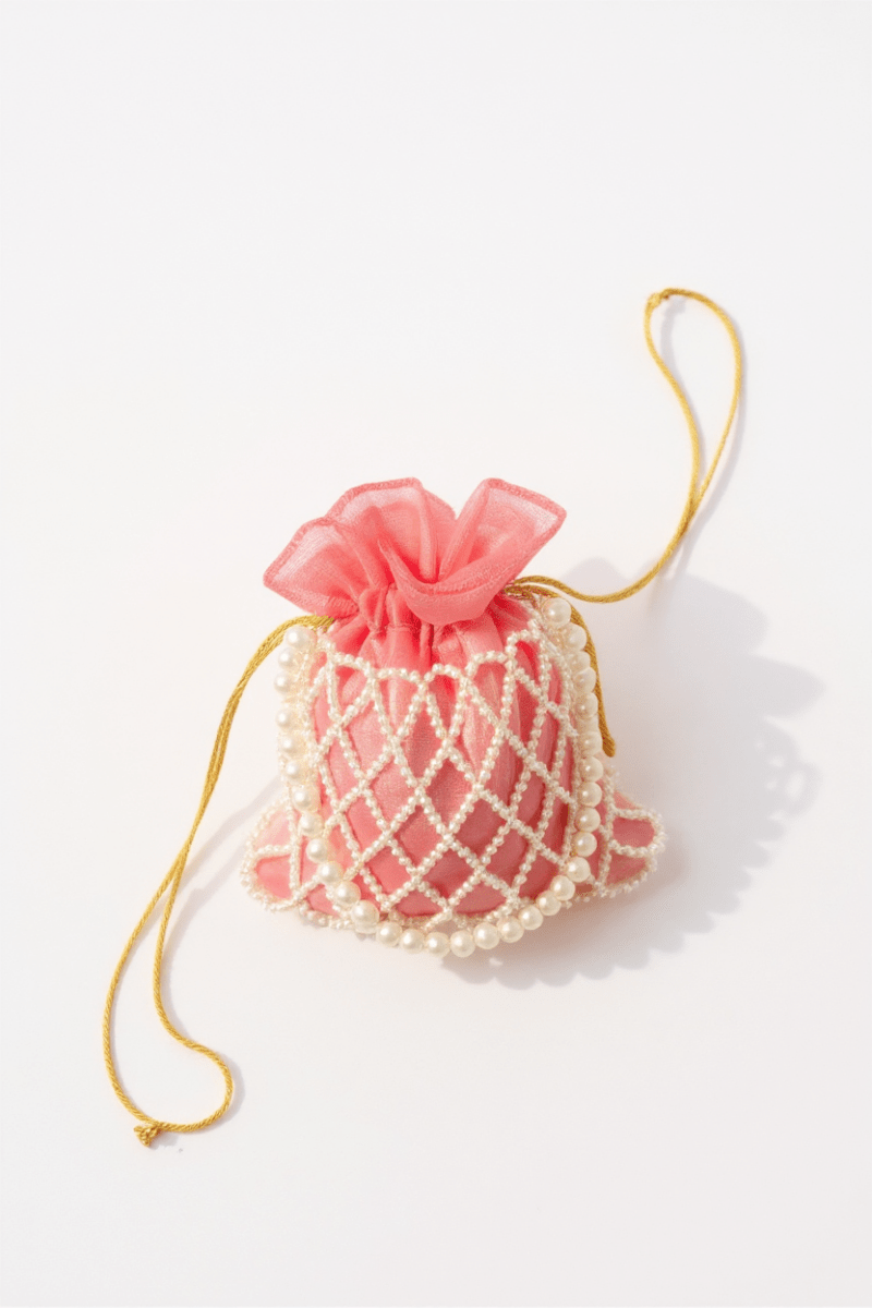 Pink Pearl Potli Bag for Women – Designer Handmade Handbag | Prisello - Prisello