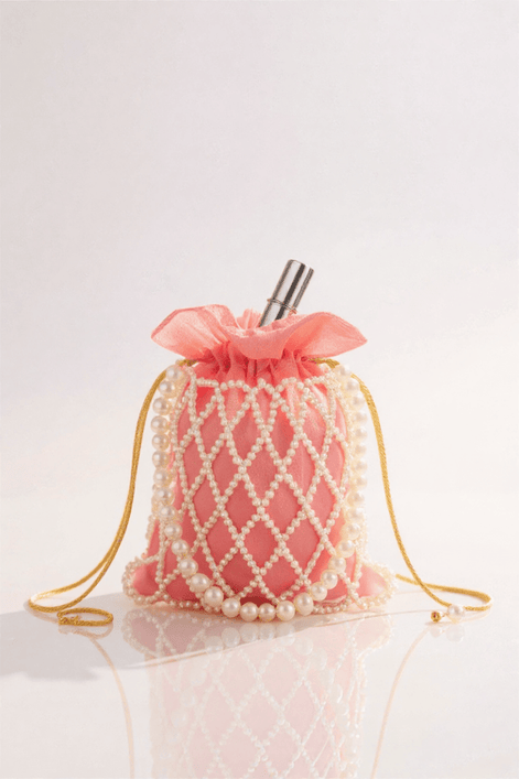 Pink Pearl Potli Bag for Women – Designer Handmade Handbag | Prisello - Prisello