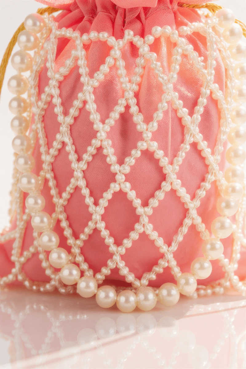 Pink Pearl Potli Bag for Women – Designer Handmade Handbag | Prisello - Prisello