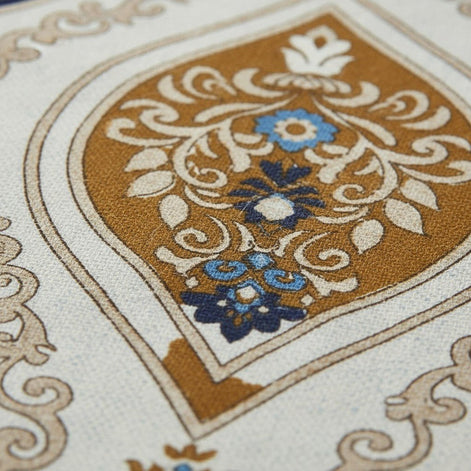 Prisello Super Soft Poly Cotton Fitted Bedsheet for King Size Bed 72x78x8 | Premium Elastic Fitted Bedsheet with Blue & Golden Royal Print Design - Prisello