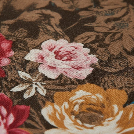 Prisello Super Soft Poly Cotton Fitted Bedsheet for King Size Bed 72x78x8 | Premium Elastic Fitted Bedsheet with Brown Floral Design - Prisello