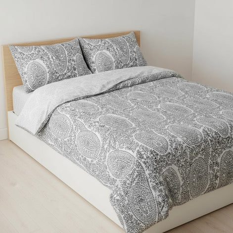Prisello Super Soft Poly Cotton Fitted Bedsheet for King Size Bed 72x78x8 | Premium Elastic Fitted Bedsheet with Elegant Paisley Floral Print - Prisello