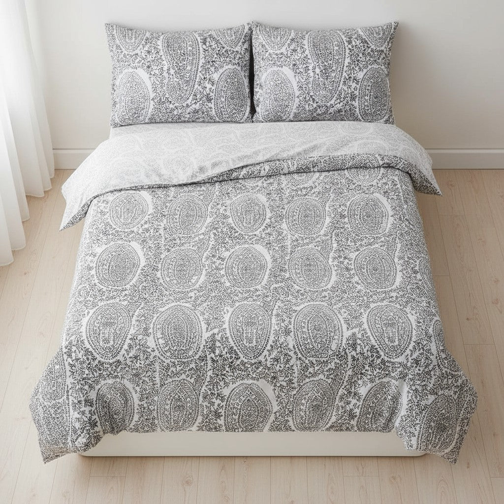 Prisello Super Soft Poly Cotton Fitted Bedsheet for King Size Bed 72x78x8 | Premium Elastic Fitted Bedsheet with Elegant Paisley Floral Print - Prisello