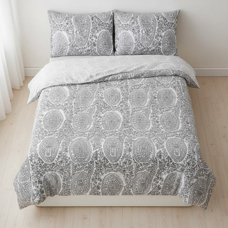 Prisello Super Soft Poly Cotton Fitted Bedsheet for King Size Bed 72x78x8 | Premium Elastic Fitted Bedsheet with Elegant Paisley Floral Print - Prisello