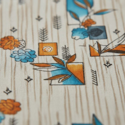 Prisello Super Soft Poly Cotton Fitted Bedsheet for King Size Bed 72x78x8 | Premium Elastic Fitted Bedsheet with Modern Leaf & Abstract Print - Prisello