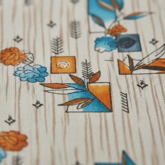 Prisello Super Soft Poly Cotton Fitted Bedsheet for King Size Bed 72x78x8 | Premium Elastic Fitted Bedsheet with Modern Leaf & Abstract Print - Prisello