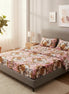 Prisello Super Soft Poly Cotton Fitted Bedsheet for King Size Bed 72x78x8 | Premium Elastic Fitted Bedsheet with Pink Floral Print Design - Prisello