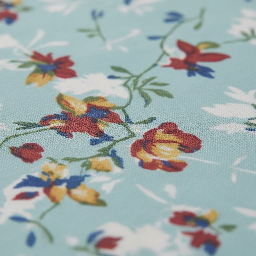 Prisello Super Soft Poly Cotton Fitted Bedsheet for King Size Bed 72x78x8 | Premium Elastic Fitted Bedsheet with Sky Blue Floral Print Design - Prisello