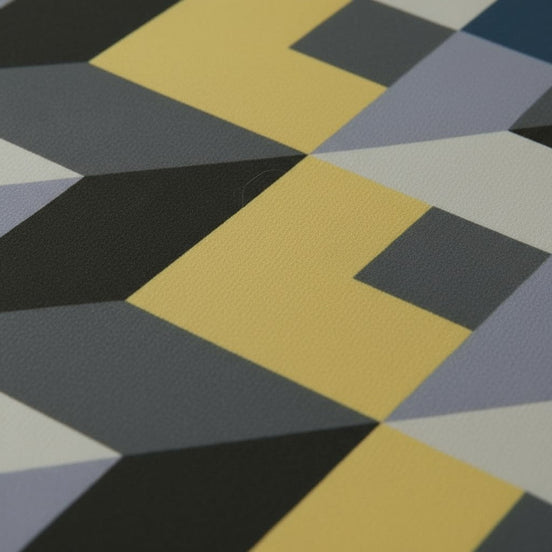 Prisello Super Soft Poly Cotton Fitted Bedsheet for King Size Bed 72x78x8 | Premium Elastic Fitted Bedsheet with Yellow & Grey Geometric Print Design - Prisello